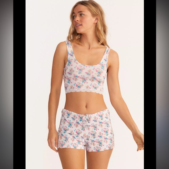 LoveShackFancy Floral Lace Trim Pajama Set
